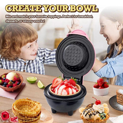 GVAKMM Mini Waffle Bowl Maker(Pink), 4'' Small Cup Machine mini, pink [6]