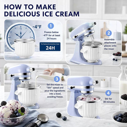 GVODE Ice Cream Maker Attachment for KitchenAid Stand Mixers 2-Quart, White [4]