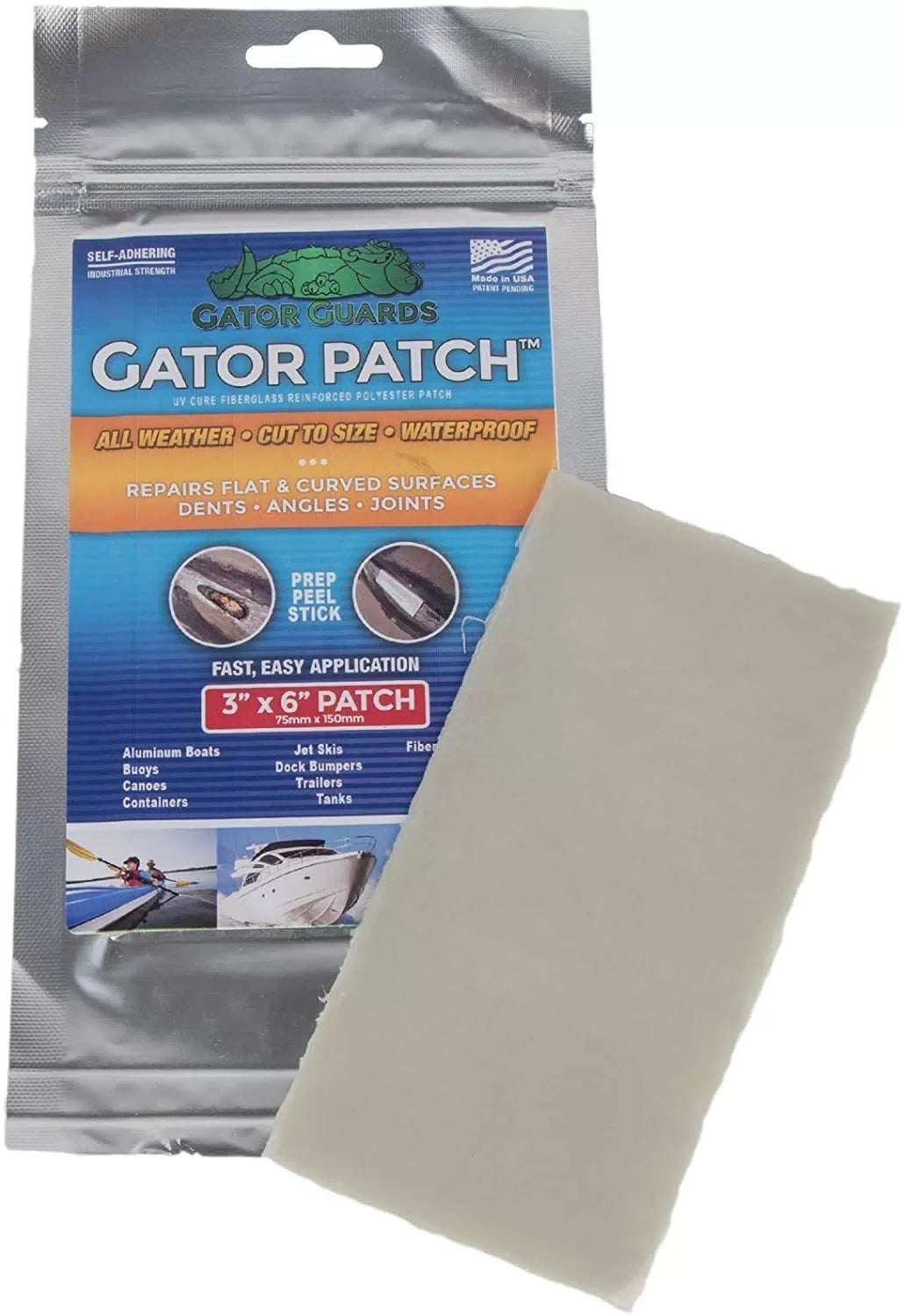 Gator Patch Fiberglass Reinforced Repair - Repairs One Size, Gray [1]