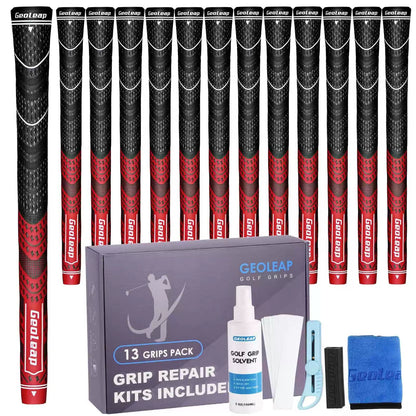 Geoleap Golf Grips Set of 13- Midsize, Red(Grips with All Repair Kits) [1]