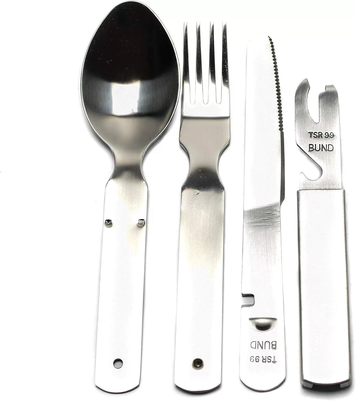 German cutlery set 4 pieces Eating utensils military style spoon fork Silver [1]