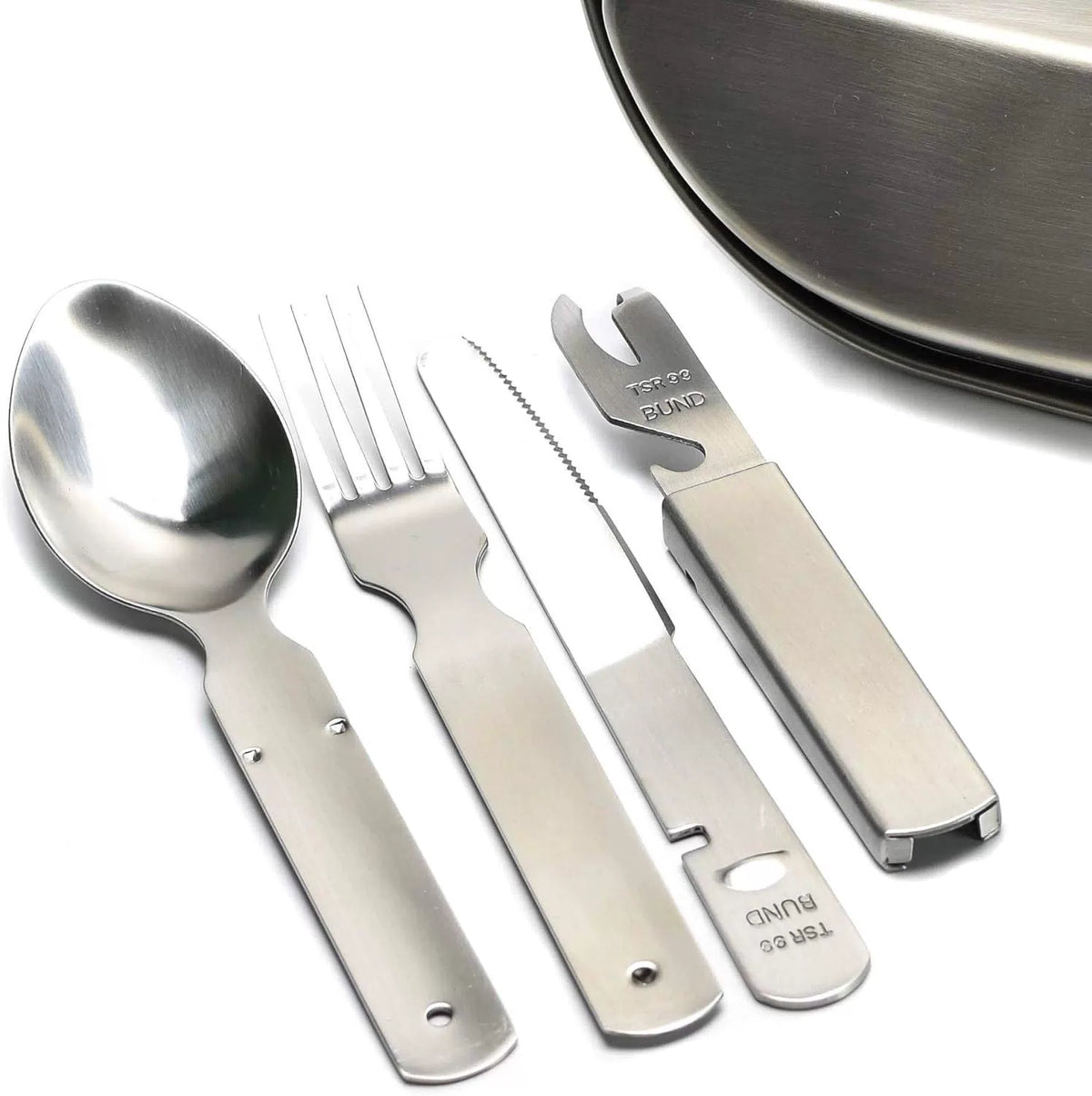 German cutlery set 4 pieces Eating utensils military style spoon fork Silver [3]