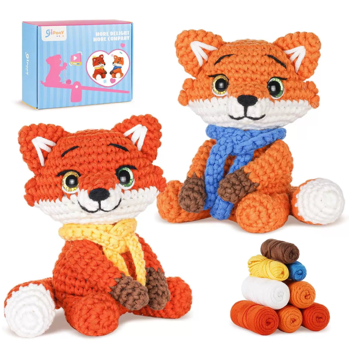 Gipony Crochet Kit for Beginners Animal,Crochet Animal 2 Pack Fox [1]