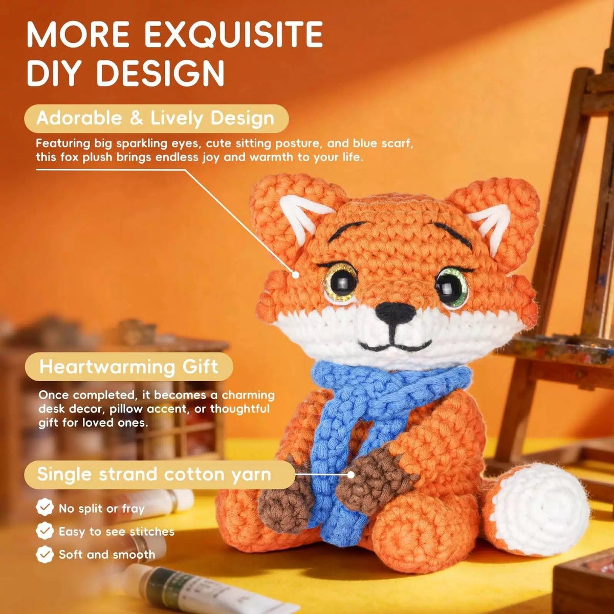 Gipony Crochet Kit for Beginners Animal,Crochet Animal 2 Pack Fox [7]