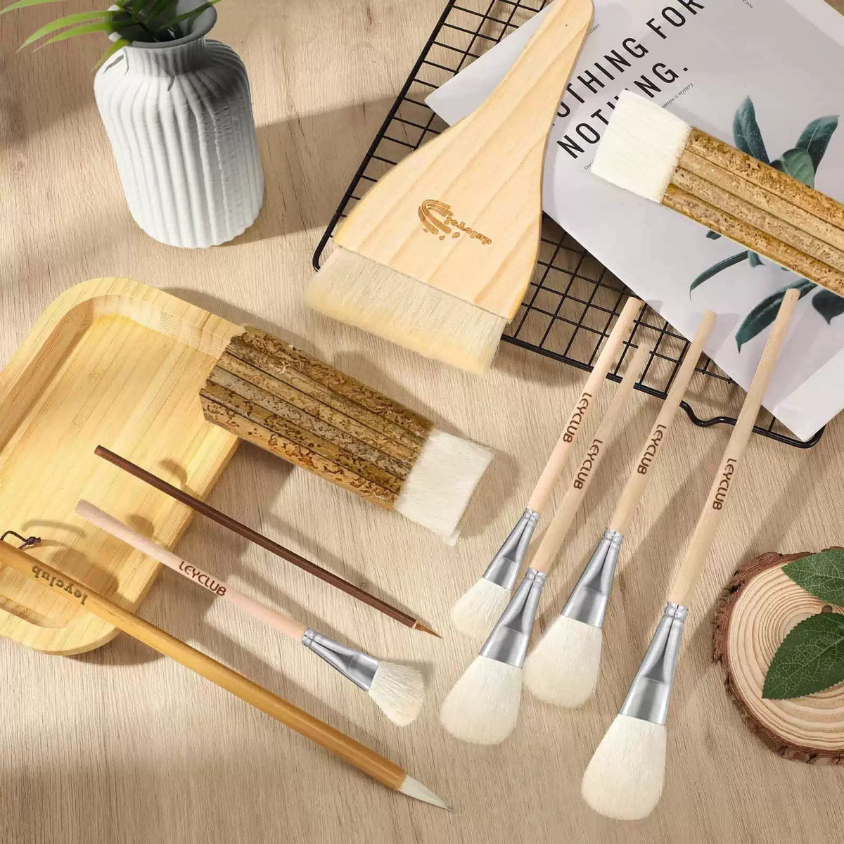 Glaze Brushes Pottery Tools,10 PCS Painting Ceramic Brush Set, 10pcs [2]