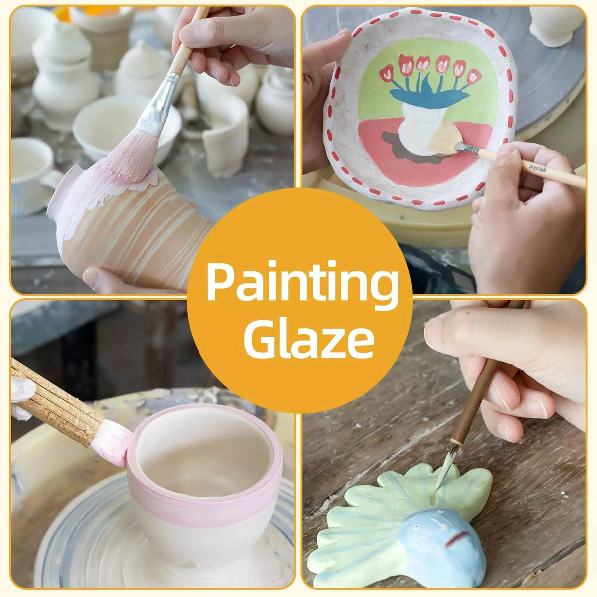 Glaze Brushes Pottery Tools,10 PCS Painting Ceramic Brush Set, 10pcs [3]