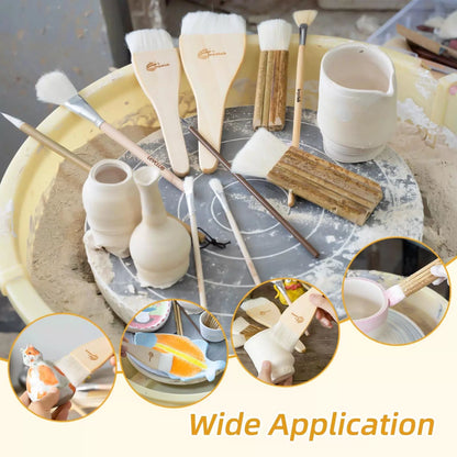 Glaze Brushes Pottery Tools,10 PCS Painting Ceramic Brush Set, 10pcs [8]
