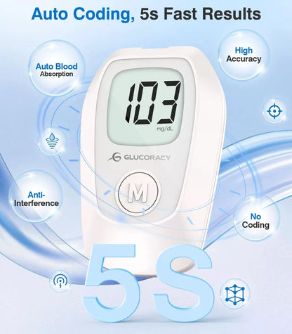Glucoracy G-425 Glucose Monitor Kit, Blood Sugar with 100 Test Strips [4]