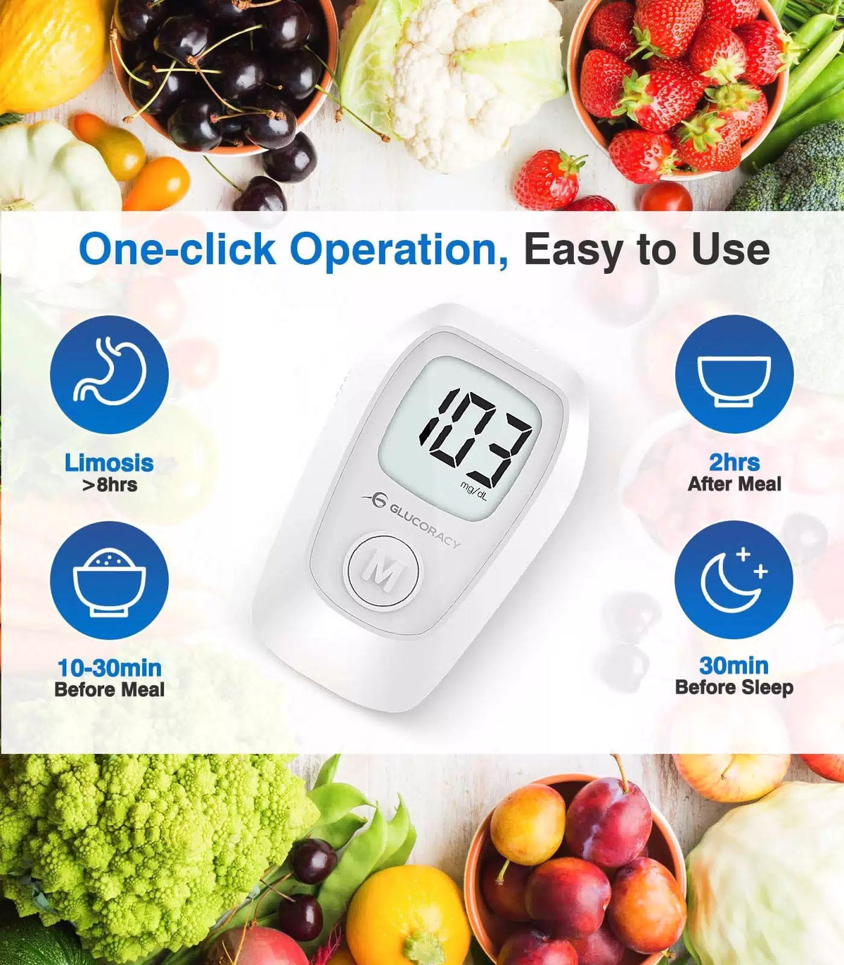 Glucoracy G-425 Glucose Monitor Kit, Blood Sugar with 100 Test Strips [7]