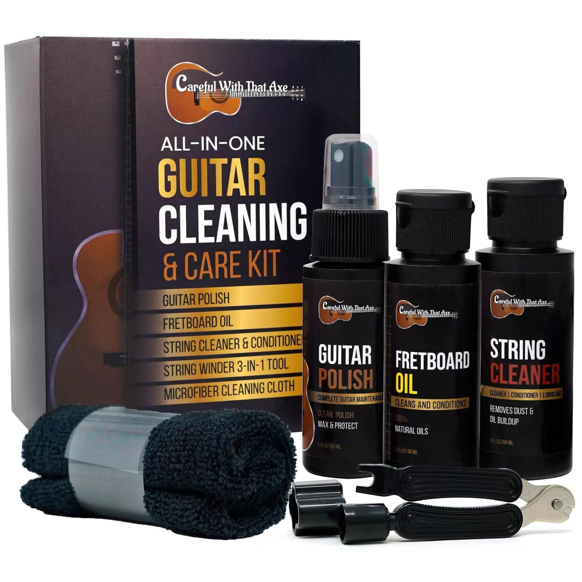 Guitar Cleaner Polish, String Cleaner, Winder and Fretboard Oil Care 1 Pack [1]