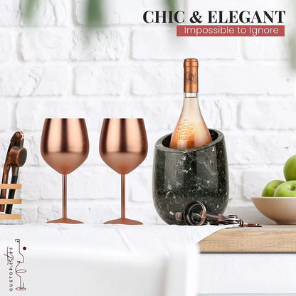 Gusto Nostro Marble Wine Chiller Bucket - Bottle Chiller, Black Zebra [3]