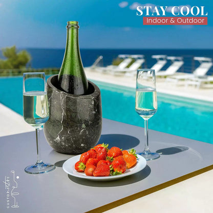 Gusto Nostro Marble Wine Chiller Bucket - Bottle Chiller, Black Zebra [7]