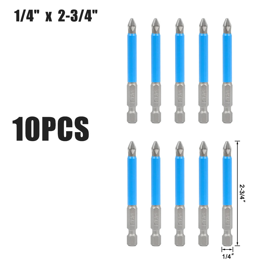 PH2 Magnetic Screwdriver Bits 1/4 Hex Shank Long Reach