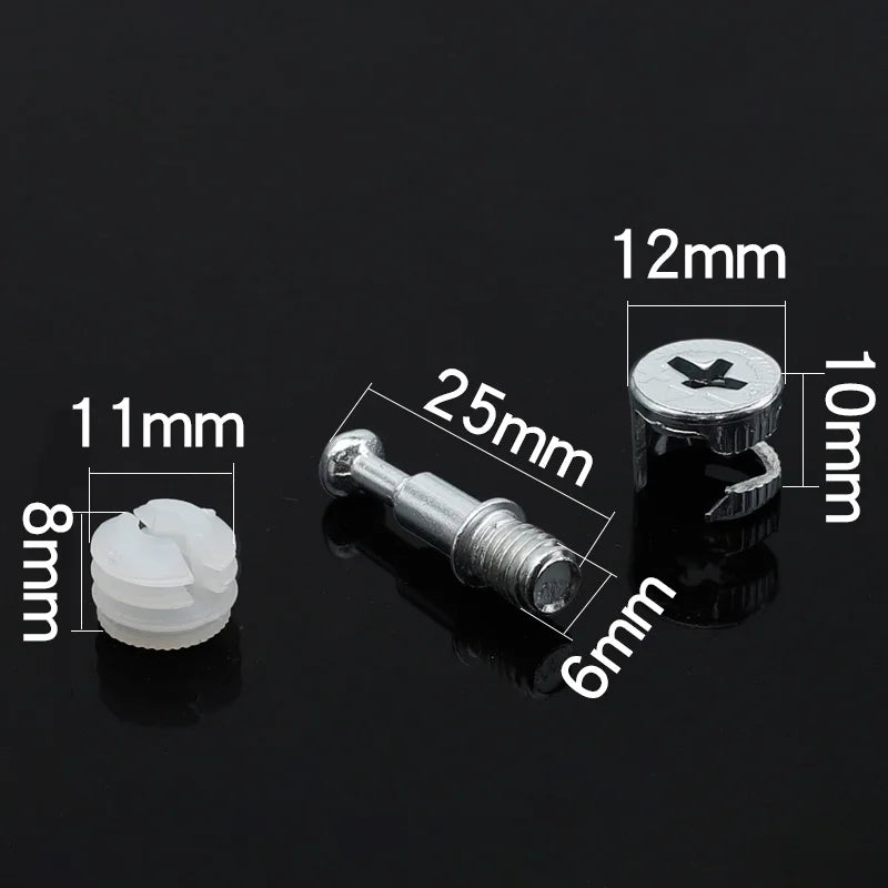 3-in-1 Wood Screw Connector Set, 20pcs M2x8 Carbon Steel