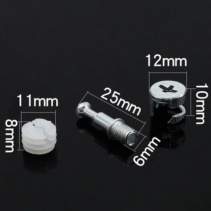 3-in-1 Wood Screw Connector Set, 20pcs M2x8 Carbon Steel