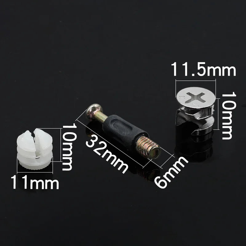 3-in-1 Wood Screw Connector Set, 20pcs M2x8 Carbon Steel