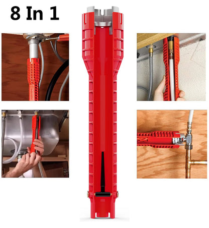 8 In 1 Flume Magic Wrench Sink Faucet Plumbing Tools Magic Wrench 8 in 1 Multifunctional English Key Repair Plumbing Wrench Tool