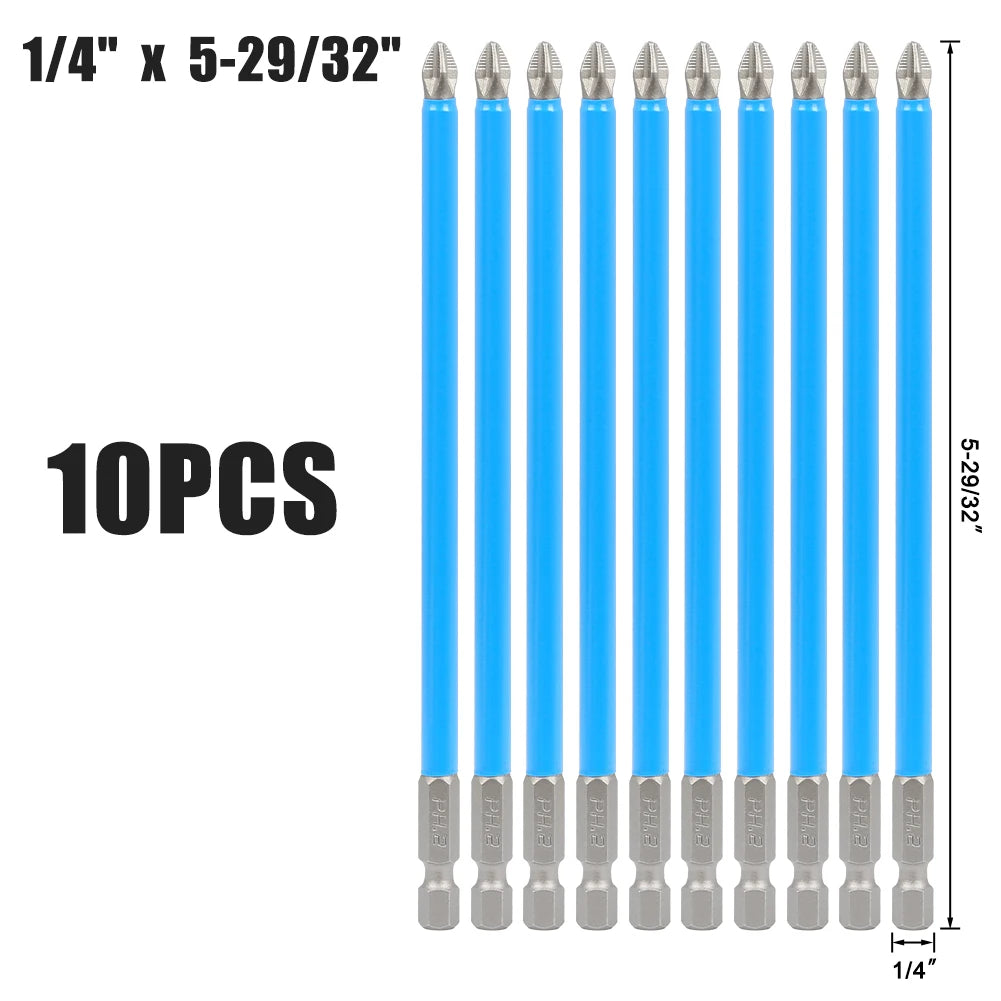PH2 Magnetic Screwdriver Bits 1/4 Hex Shank Long Reach