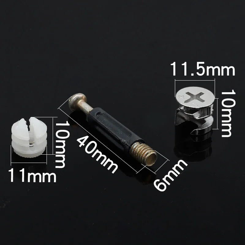 3-in-1 Wood Screw Connector Set, 20pcs M2x8 Carbon Steel