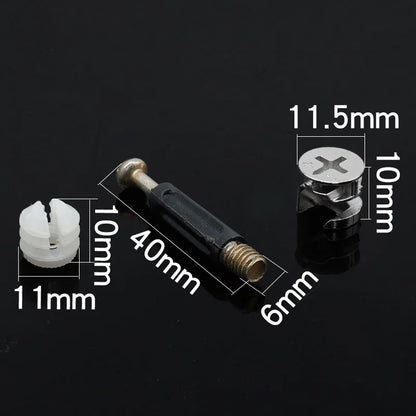 3-in-1 Wood Screw Connector Set, 20pcs M2x8 Carbon Steel