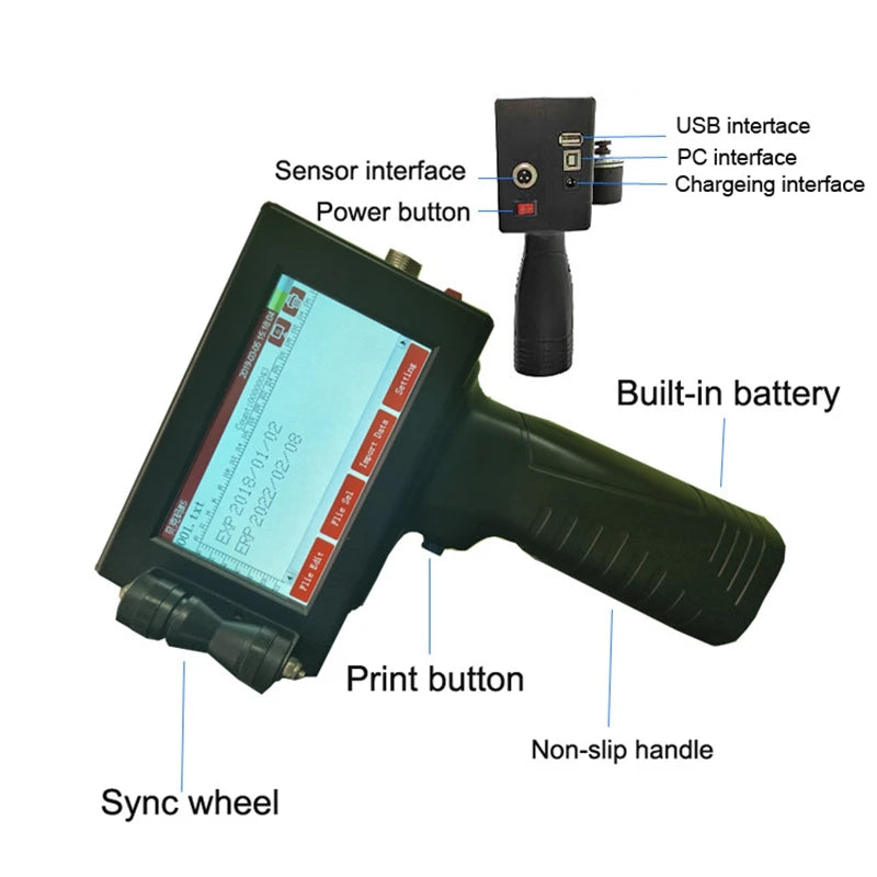 handheld inkjet printer Touch screen intelligent portable printer Plastic bag box color box date LOGO