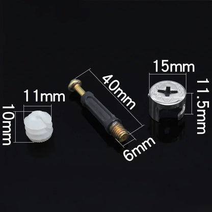 3-in-1 Wood Screw Connector Set, 20pcs M2x8 Carbon Steel