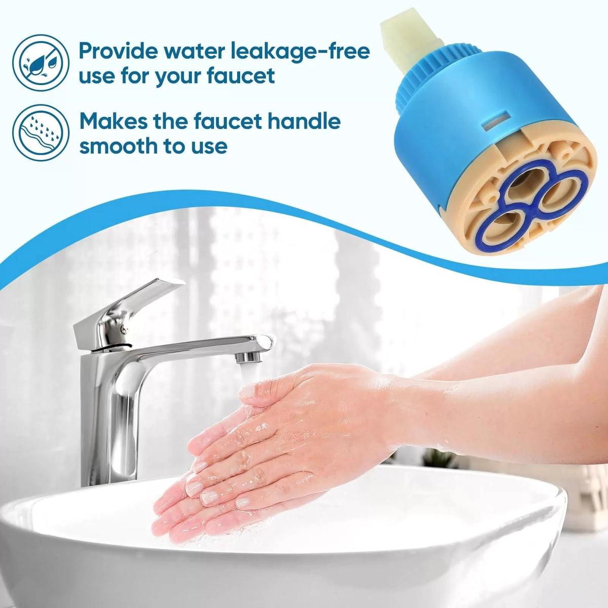 HAIRAIN Faucet Cartridge Replacement Diameter 40mm Double Sealing with Blue [4]