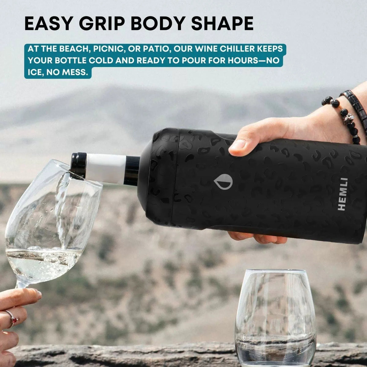 HEMLI Wine Bottle Chiller Insulator Sleeve, fits 750ml bottles, Black Leopard [5]