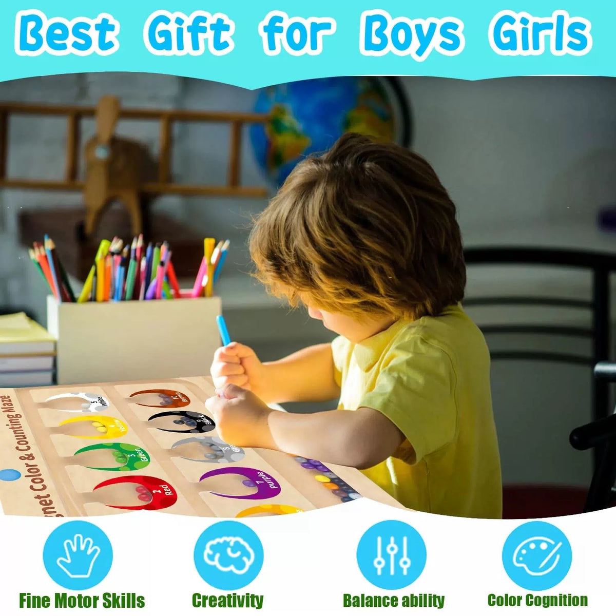 HONGID Dinosaur Toys,Magnetic Color and Number Maze, Montessori Toys for 2 3... [2]
