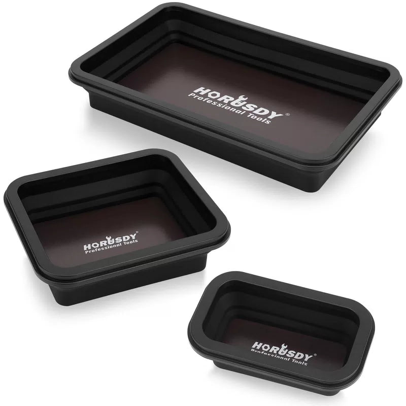 HORUSDY 3-Piece Magnetic Parts Tray Set, Black [1]