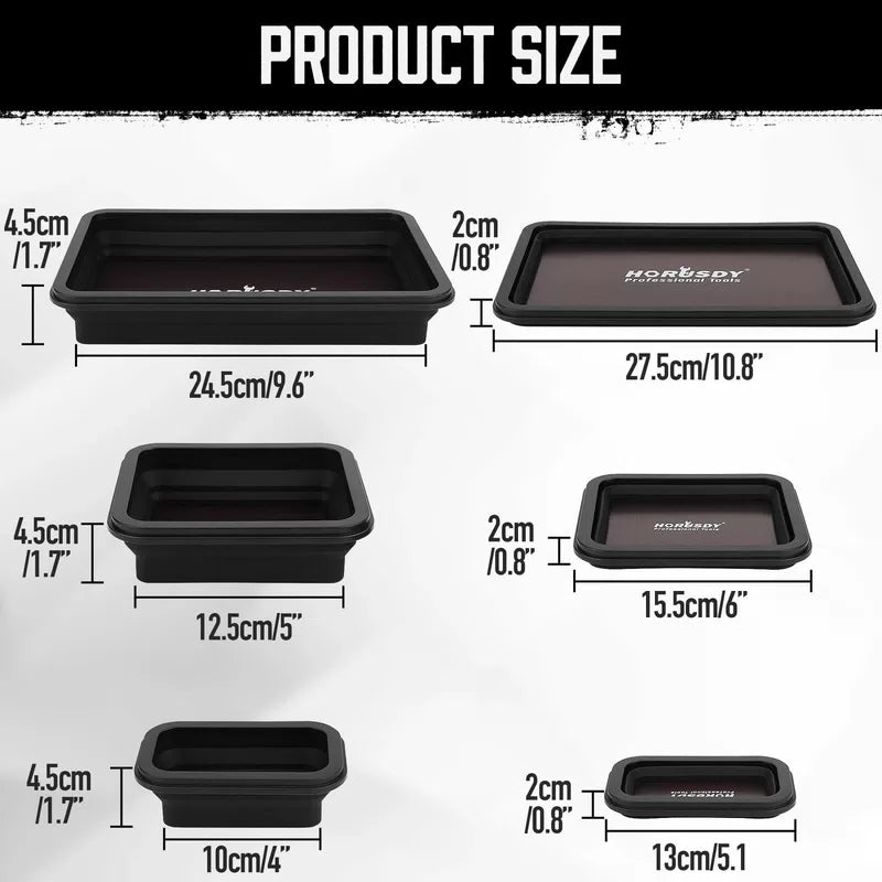 HORUSDY 3-Piece Magnetic Parts Tray Set, Black [4]