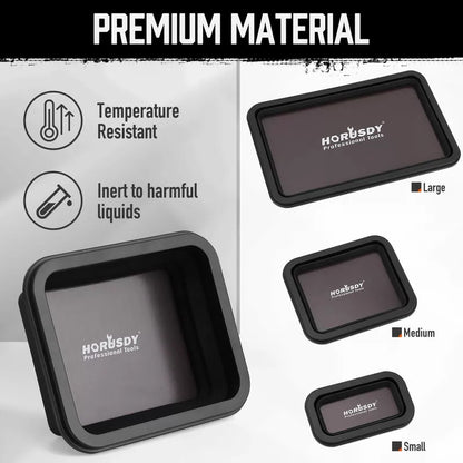 HORUSDY 3-Piece Magnetic Parts Tray Set, Black [5]