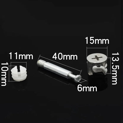 3-in-1 Wood Screw Connector Set, 20pcs M2x8 Carbon Steel