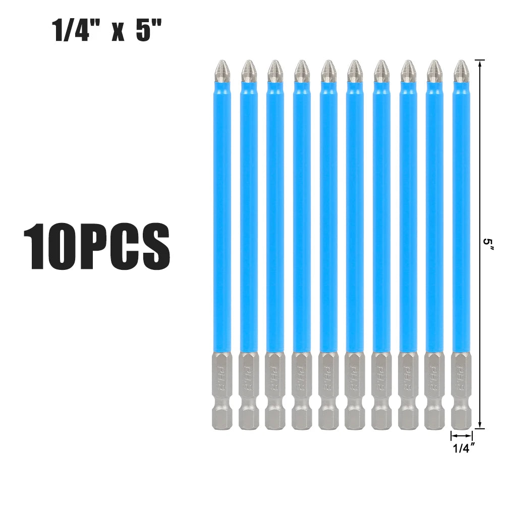 PH2 Magnetic Screwdriver Bits 1/4 Hex Shank Long Reach