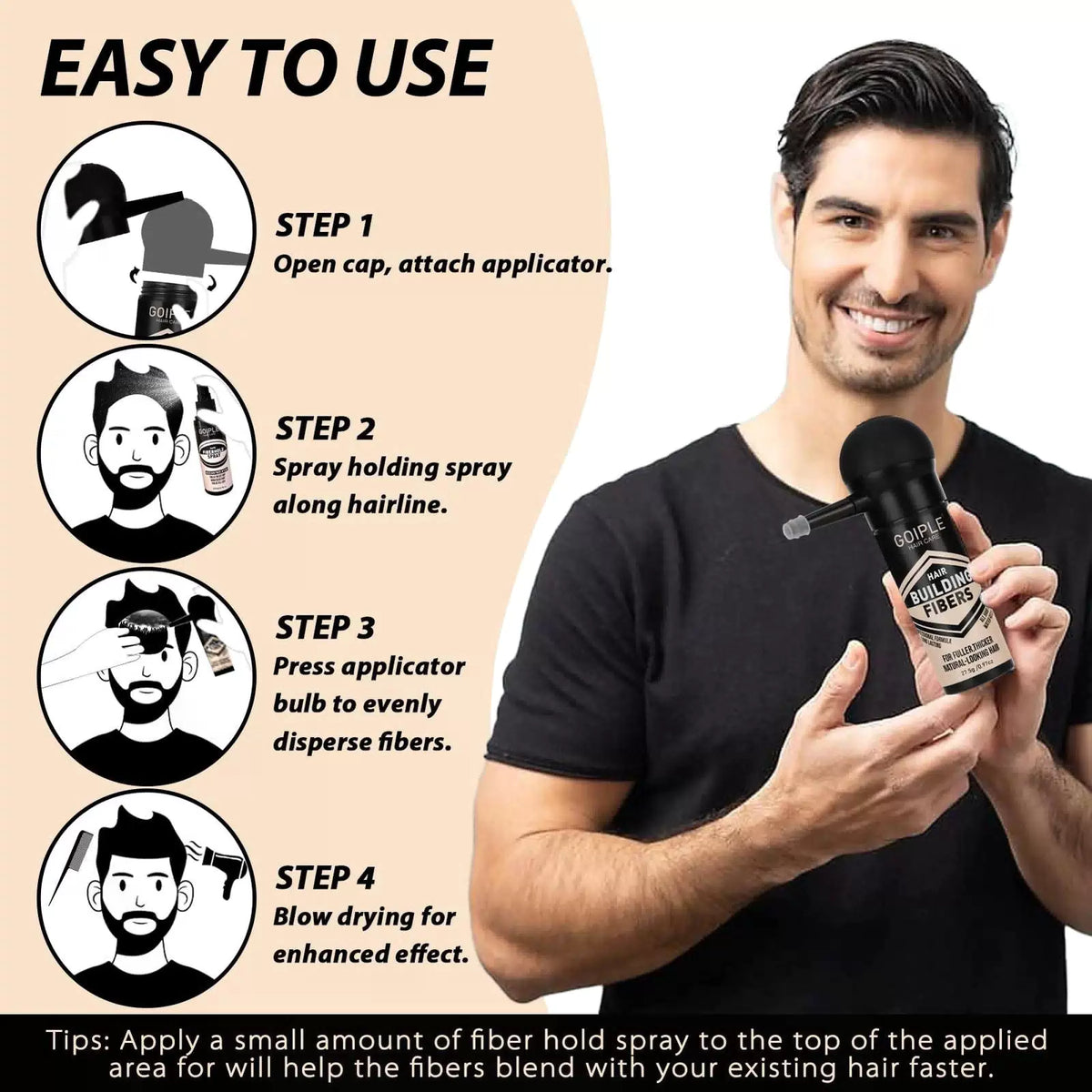 Hair Thickening Fibers&Pump Applicator Set 0.24 Ounce (Pack of 4), Black [6]