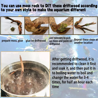 Hamiledyi Aquarium Driftwood, XL:Mopani Driftwood (7-15in 1PCS), Brown [7]