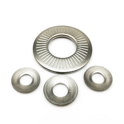 2/5/10/25/50pcs M3 M4 M5 M6 M8 M10 M12 M16 NFE25-511 304 Stainless Steel Disc Spring Serrated Lock Washer Knurled Elastic Gasket