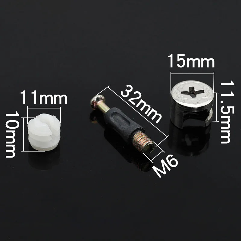 3-in-1 Wood Screw Connector Set, 20pcs M2x8 Carbon Steel