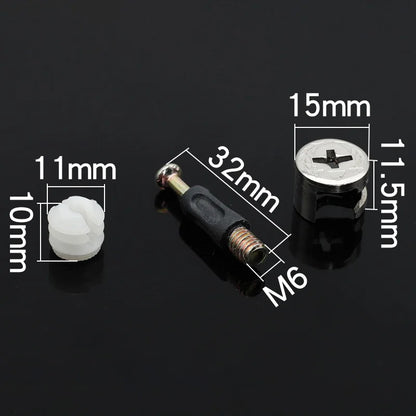 3-in-1 Wood Screw Connector Set, 20pcs M2x8 Carbon Steel