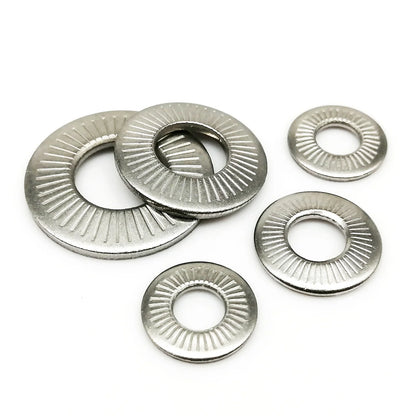 2/5/10/25/50pcs M3 M4 M5 M6 M8 M10 M12 M16 NFE25-511 304 Stainless Steel Disc Spring Serrated Lock Washer Knurled Elastic Gasket