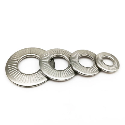 2/5/10/25/50pcs M3 M4 M5 M6 M8 M10 M12 M16 NFE25-511 304 Stainless Steel Disc Spring Serrated Lock Washer Knurled Elastic Gasket