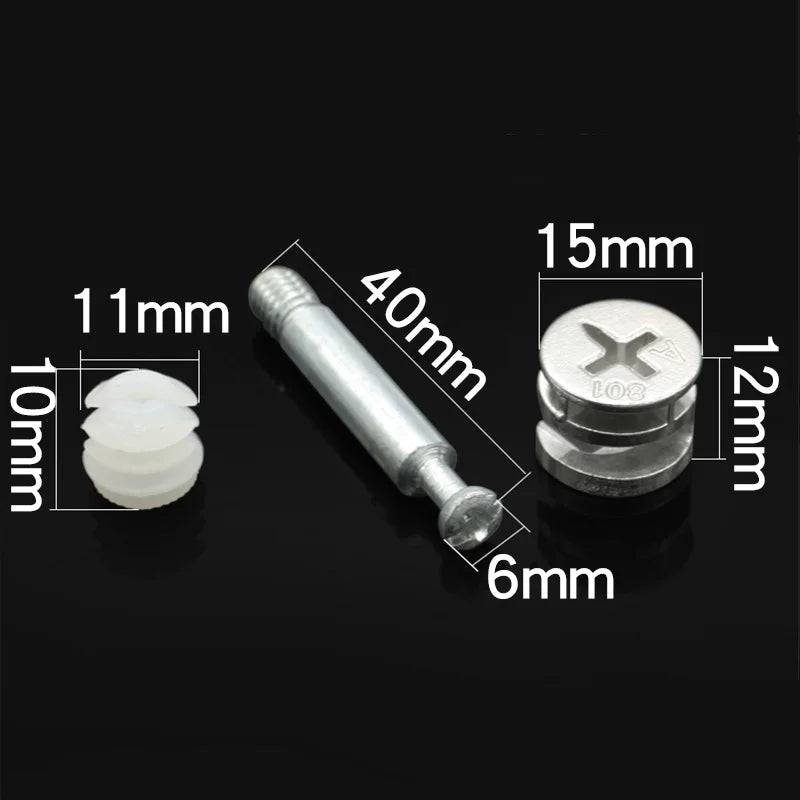 3-in-1 Wood Screw Connector Set, 20pcs M2x8 Carbon Steel