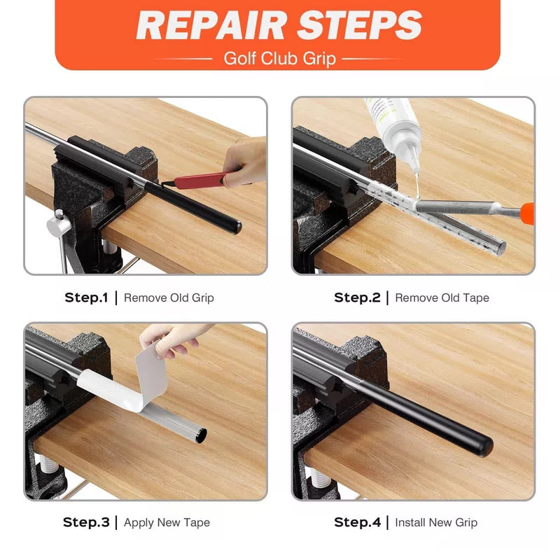 Hibijou Portable Golf Club Regripping Kit with Bench Vise – Medium, Black [5]