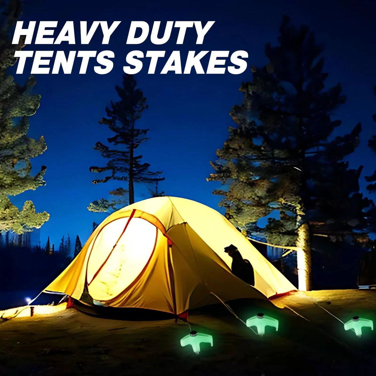 Hicarer 40 Pcs 12 Inch Tent Stakes Screw in Camping Luminous White [4]
