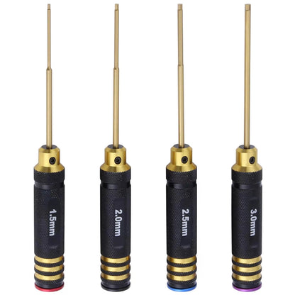 HobbyPark Titanium Hex Screw Driver Set 1.5mm 2.0mm 2.5mm 3.0mm Hexagon Black [1]