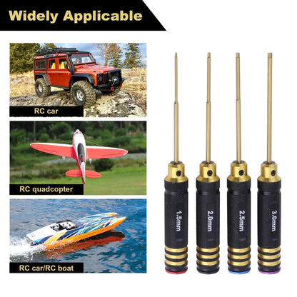 HobbyPark Titanium Hex Screw Driver Set 1.5mm 2.0mm 2.5mm 3.0mm Hexagon Black [4]