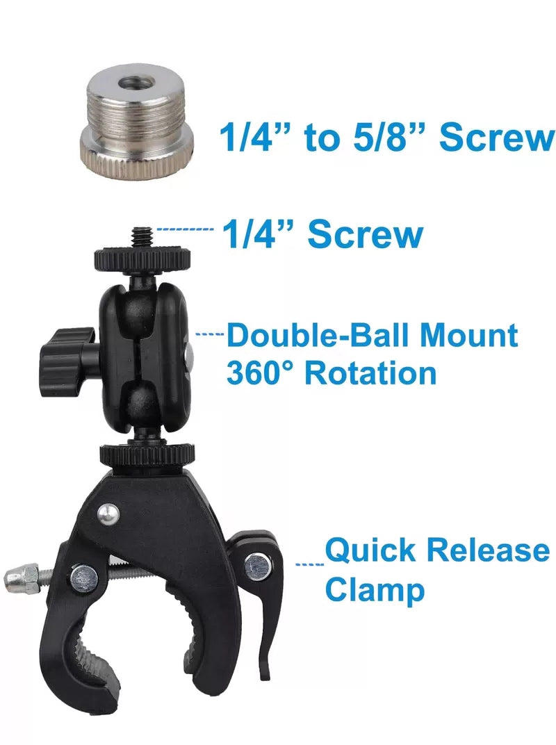 Hocoder Mic Crab Clamp Microphone Mount with (0.6"to 1.4"), Black [4]