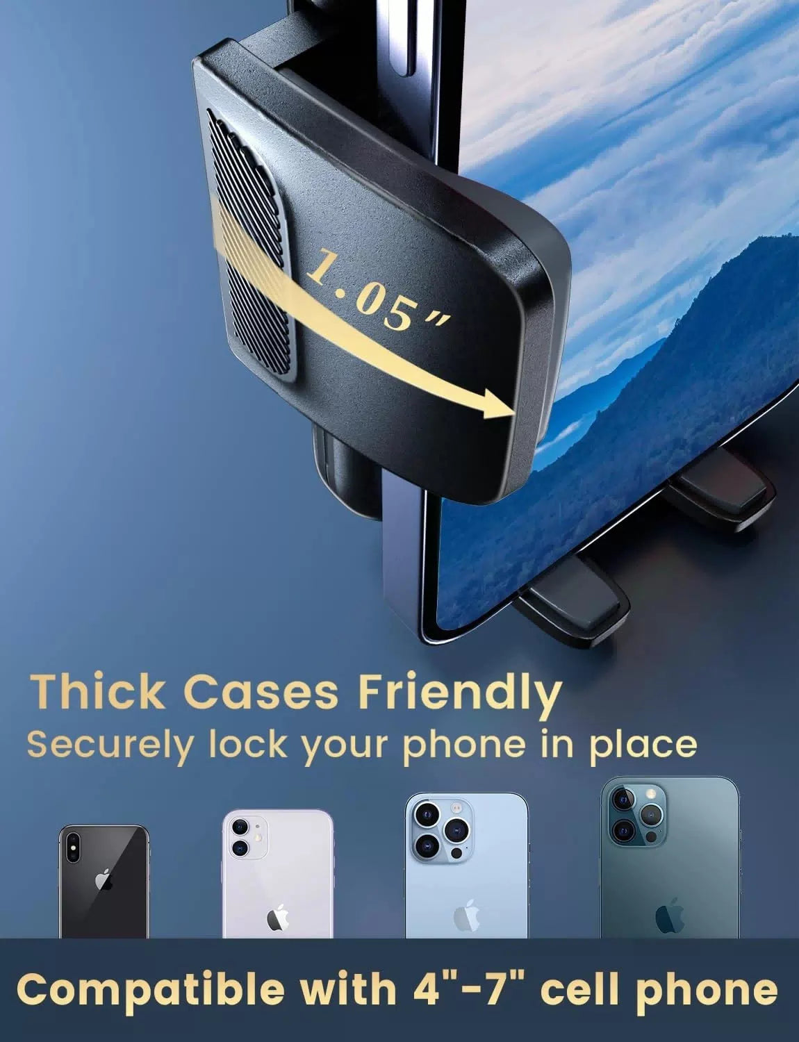 Holdersafe Phone Holders for Your Car: [Never Blocking] Air Vent Cell Black [3]
