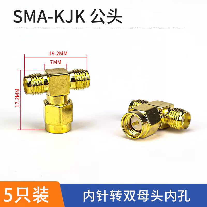 Huijun SMA/UFL/IPEX/IPX connector GPS antenna mount to SMA-KE female connector RF connector, SMA-KJK inner pin to dual female inner hole, 5 pieces [2]