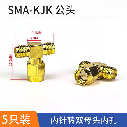 Huijun SMA/UFL/IPEX/IPX connector GPS antenna mount to SMA-KE female connector RF connector, SMA-KJK inner pin to dual female inner hole, 5 pieces [2]